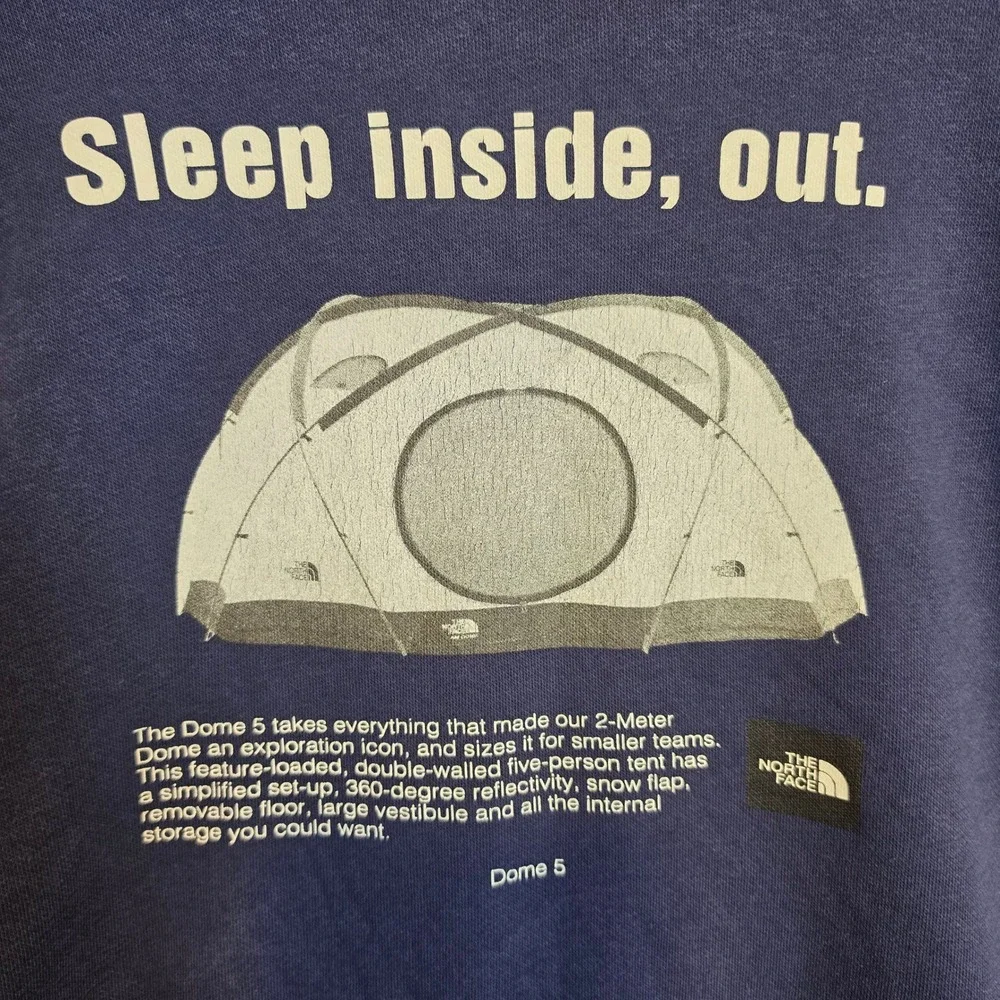 The North Face Mens Navy Blue Dome 5 Tent Graphic Pullover Hoodie Large